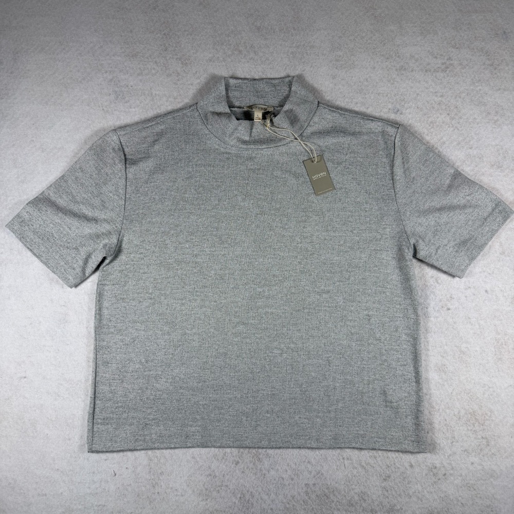 Haven Well Within‎ Grey Short Sleeve Mock Neck Shirt Women's Size Large NWT